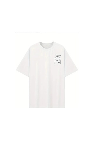 Wear Vexel Kadın T-shirt Kısa Kollu, "umrumda Değil" Baskılı Tişört - Beyaz Beyaz