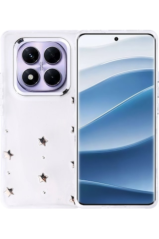 Noktaks - Xiaomi Uyumlu Xiaomi Redmi Note 14 Pro Plus - Kılıf Airbag Tasarımlı Simli Şeffaf Koruyucu Kutup Kapak - Fiyonk T37080 Fiyonk