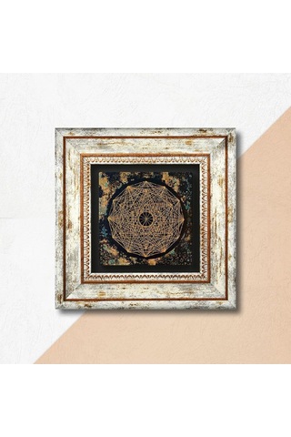 Lexroo Sri Yantra Taş Duvar Tablosu - Çerçeveli Taş Tablo - Dekoratif Duvar Sanatı