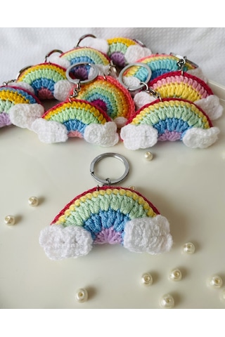 Fynbos Amigurumu Renkli Gökkuşağı Figürlü Anahtarlık