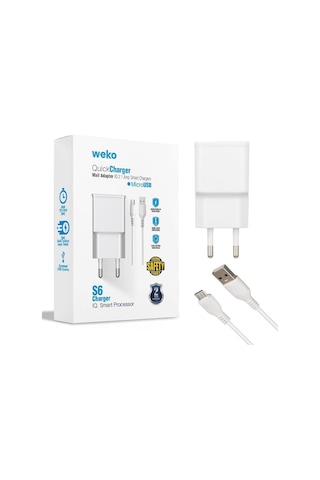 Adaptör Weko Wk-21434 S6 2.1 Amper Şarj Başlık Adaptörü + Mıcro Usb Kablo
