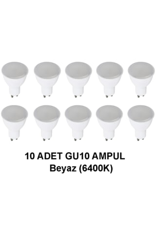 Gu10 Led Çanak Ampul Beyaz Par16 10 Adet