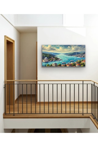 İstanbul Boğaz Manzarası Kanvas Tablo 60x120cm Çok Renkli