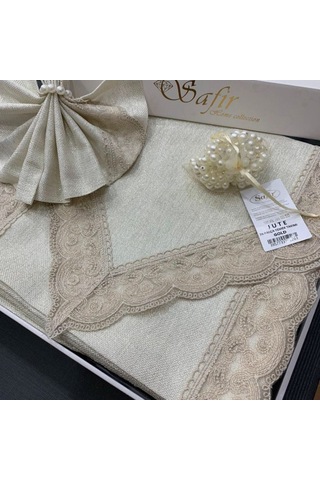 Linen Jute Simli Keten Masa Örtüsü Takımı