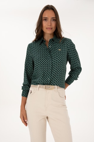 U.s. Polo Assn. Kadın Koyu Yeşil Gömlek Desenli 50316424-vr079 Koyu Yesıl