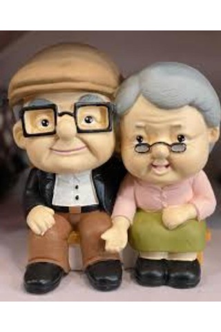 Bankta Oturan Dede Ve Nine 2 Li Biblo Büyük Boy 01