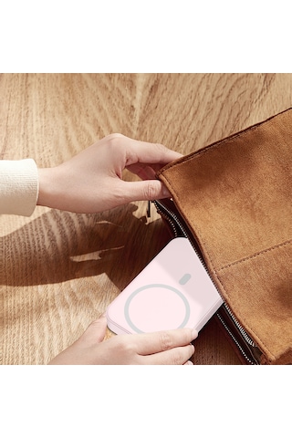 Woyax Ledli Makyaj Aynalı Powerbank 3000mah Taşınabilir Şarj Cihazı Apple Uyumlu iPhone Samsung Xiaomi Pembe