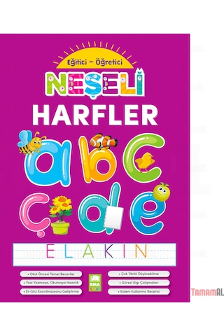 Neşeli Harfler Eğitici ve Öğretici Elakin Çizgi Alıştırmaları
