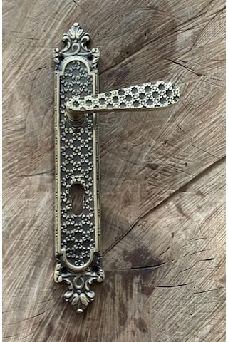 ANTİK SARI KAPI KOLU PİRİNÇ YALE AHŞAP KAPI KOLU PİRİNÇ EL YAPIMI