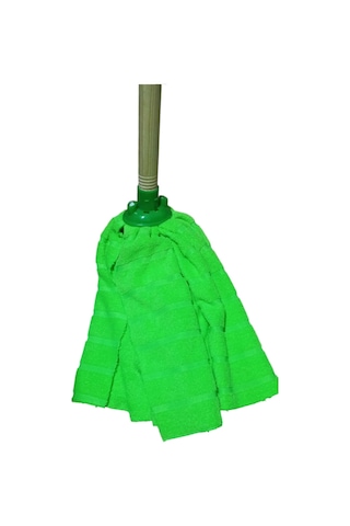 1 Adet Mop 1 Adet Ahşap Sapı İle Takım Mikrofiber Mop Paspas Yeşil