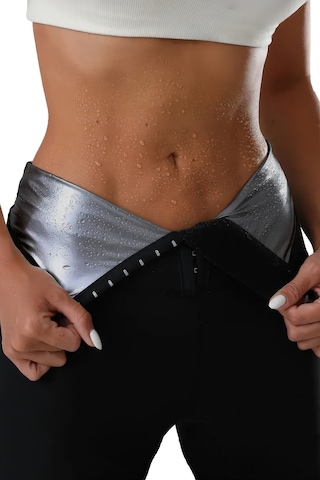 Elilom Sauna Agraflı Tayt - Terleme Artırıcı, Göbek Toparlayıcı, Bel Ve Bacak İnceltici, Termal Spor Mulu Siyah