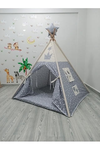 Kızılderili Oyun Çadırı Yıldız Rüyası Gri