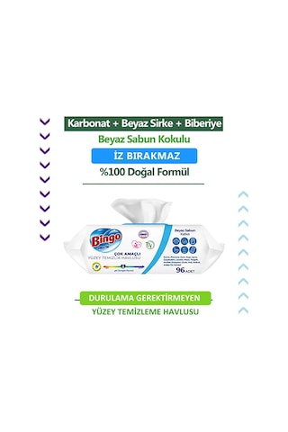 Bingo Beyaz Sabunlu Yüzey Temizlik Havlusu 96 Adet Bng-0001 BNG-0001