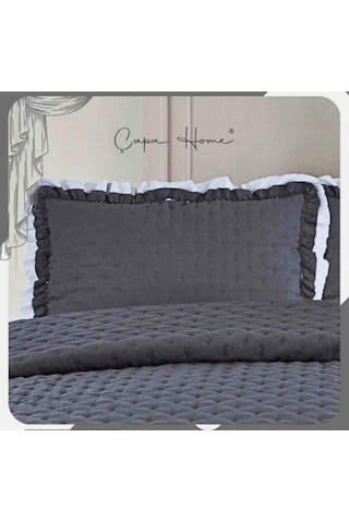 River Rose Pilseli Ultrasonic Çift Kişilik Yatak Örtüsü Antrasit