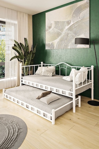 Argimo Kamelya Yavrulu Daybed Sedir Beyaz Karyola 90x190