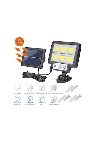 Trendpoint 6gözlü 72cob Ledli Solar Usbli Bahçe Aydınlatma Hareke