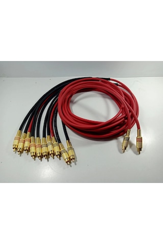 Amfi Rca Kablosu El Yapımı 2 Giriş 10 Çıkış %100 Bakır Parazit Yapmaz Anfi Rca Kablosu 5 Metre