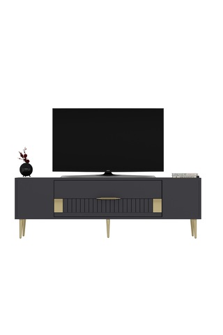 Pencap Tv Sehpası Tv Ünitesi 150 Cm Antrasit Altın