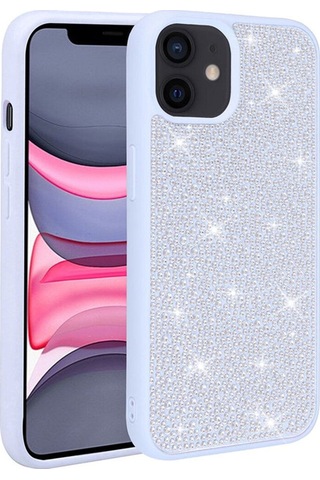 Apple Uyumlu iPhone 12 Kılıf Parlak Taşlı Tasarım Zore Ston Kapak Mavi Açık