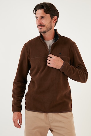 Buratti Slim Fit Anti-Pilling Tüylenme Yapmayan Bato Yaka Kışlık Şardonlu Erkek Polar 5906001 Kahve