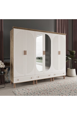Beenal Furkan 6 Kapaklı Gardırop Dolap 240 CM Atlantik Çam - Aytaşı