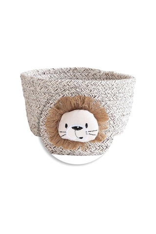 Suntek Magideal El Dokuması Pamuk İpliği Saklama Sepeti Fiyonklu Aslan Gri