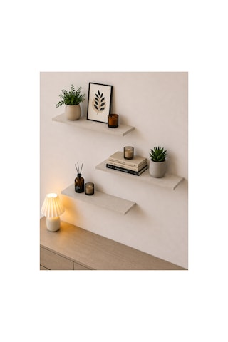 Harmony 3 Raflı Gizli Monte Uçan Raf 50 15 Cm Açık Kahverengi