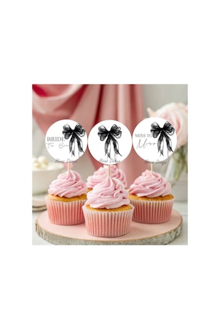 15adet Siyah Fiyonklu Bride To Be Bekarlığa Veda Cupcake Kürdanı Gelin Oluyor Düğün Kına Gecesi Bekarlığa Veda Süsü