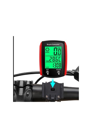 Aubyhe Abs Su Geçirmez Bisiklet Kablolu Lcd Bilgisayarı: Hız Ve Mesafe Ölçer, Gece Aydınlatması, Siyah-kırmızı Kırmızı