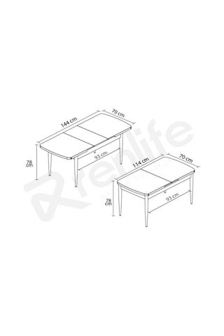 Renlife 70x114 Cm Açılır Mdf Mutfak Masası 4-6 Kişilik Modern Yemek Masası Çam Mdf