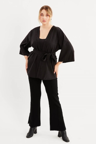 Kuşak Detaylı Kimono - Antrasit