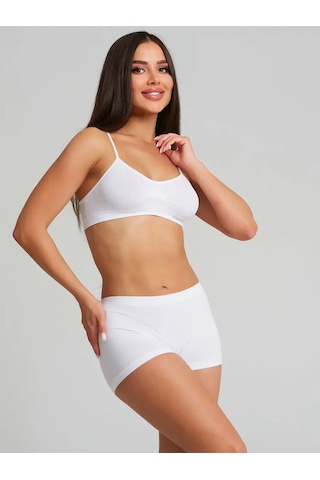 Mistirik Moncorno Model Iz Yapmayan Sıkılaştırıcı Comfort Seamless Spor Boxer Beyaz Renk Beyaz