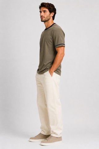 Alexandergardi Şerit Detaylı Kontrast Yaka Basic T-shirt Yeşil