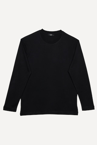 Tudors Relax Fit Rahat Kesim Pamuk Bisiklet Yaka Siyah Sweatshirt-32654 Siyah