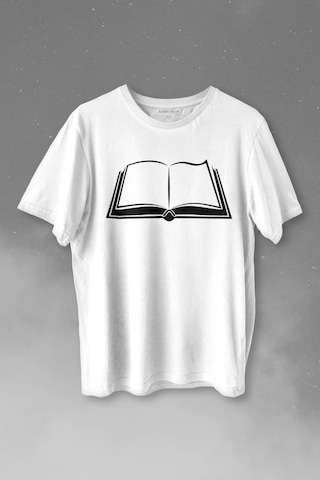 Açık Kitap Sayfası Edebiyat Roman Şiir Şair Adam Baskılı Tişört Unisex T-shirt 001