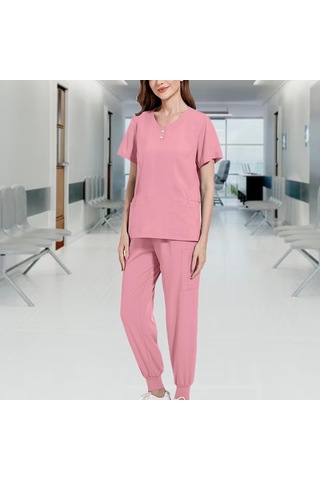 Dolıty Kadın Fırçalama Üniforma Seti Hemşire İş Xxl-pembe