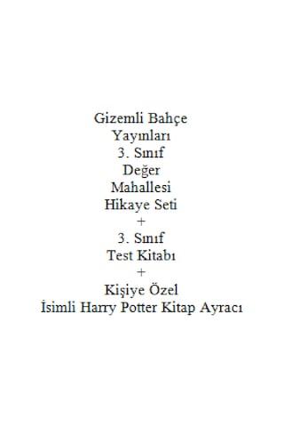 3. Sınıf Hikaye Kitabı Seti Gizemli Bahçe Yayınları Değer Mahallesi + 3. Sınıf Test Kitabı + Kişiye Özel İsimli Harry Potter Kitap Ayracı