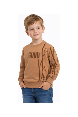 Baglan Erkek Çocuk Önü Arkası Baskılı Sweatshirt Bgl-st05240 Camel