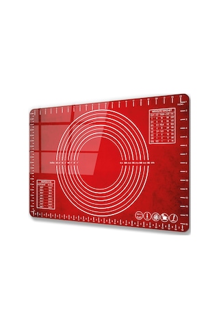 Kırmızı Doku Cam Hamur Açma Matı 40 Cm X 60 Cm