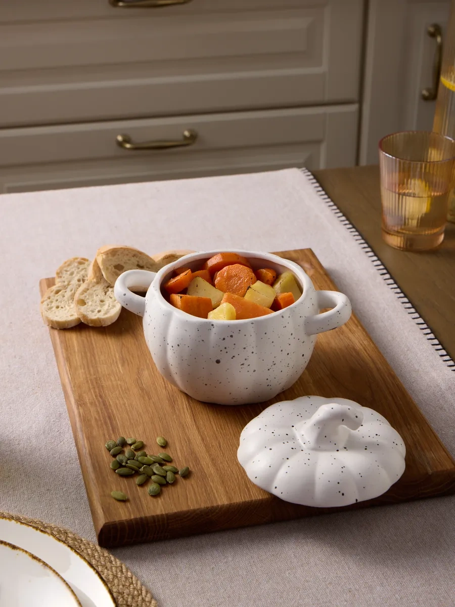 Agness Fırında Pişirmek İçin Kapaklı 600 Ml "balkabağı" Kalıbı 204232965 Beyaz