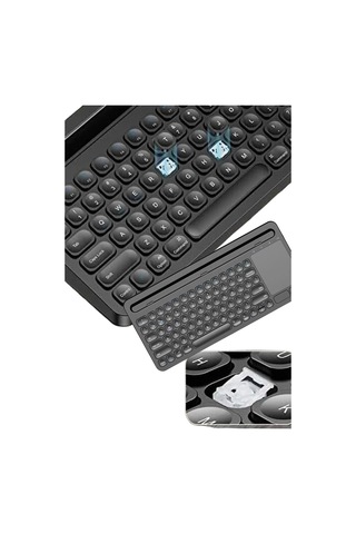 Şarjlı Bluetooth Touchpad Klavye Kablosuz Bağlantı Pc Telefon Tablet Uyumlu Kolay Kablosuz Bağlantı
