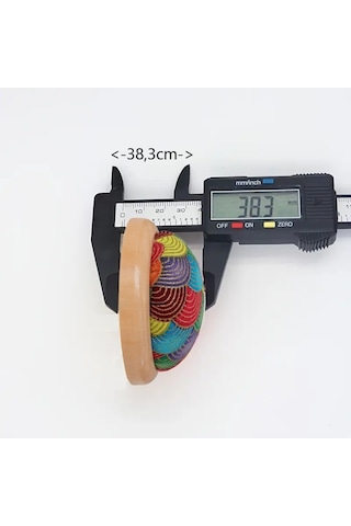 Kırmızı Desenli El Yapımı Yastıklı Masa Üstü Ahşap Tabanlı Terzi Iğnedanlık