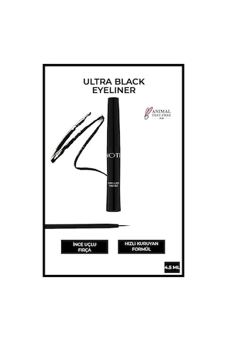 Note Cosmetique Ultra Black Eyeliner Kıl Fırça Uçlu - Siyah