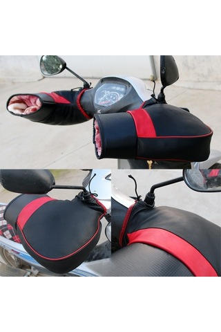 Sones 1 Çift Motosiklet Su Ve Rüzgara Dayanıklı Kış SıcaK Sürüş Eldivenleri Kırmızı - Siyah