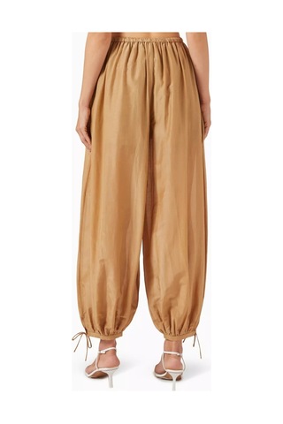 12storeez Cotton Silk Harem Pants, Hafif Ayarlanabilir Paçalı Yazlık Pantolon Bej
