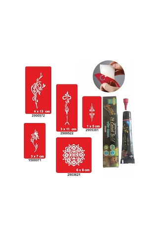 Çiçekli Desenler Kına İle Geçici Dövme Yapma Seti