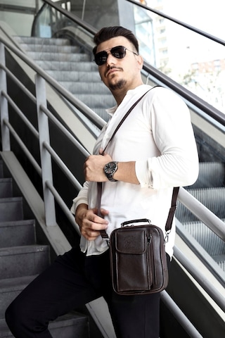 Adelina Erkek Koyu Kahve Deri Çelik Kasalı Telefon Bölmeli El Ve Koyu Kahverengi