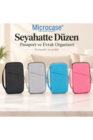 Microcase Gizli Cep'li El Kulplu Çok Bölmeli Pasaport Ve Evrak Organizeri Al7030 Siyah