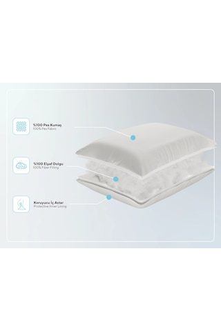 Doqu Home Whiteline Microfiber Yastık 50 X 70 Cm - Beyaz Beyaz