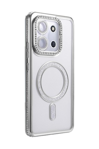 Redmi 15c 4g Joke Simli Magneticsafe Kılıf - Gümüş